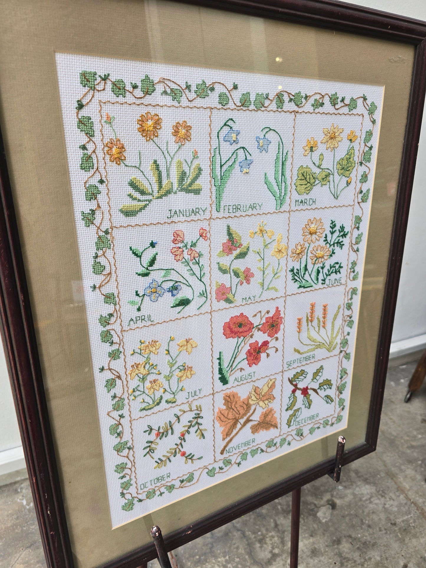 Counted Cross Stitch Large Embroidery KIT "Flowers of the Month" DMC threads