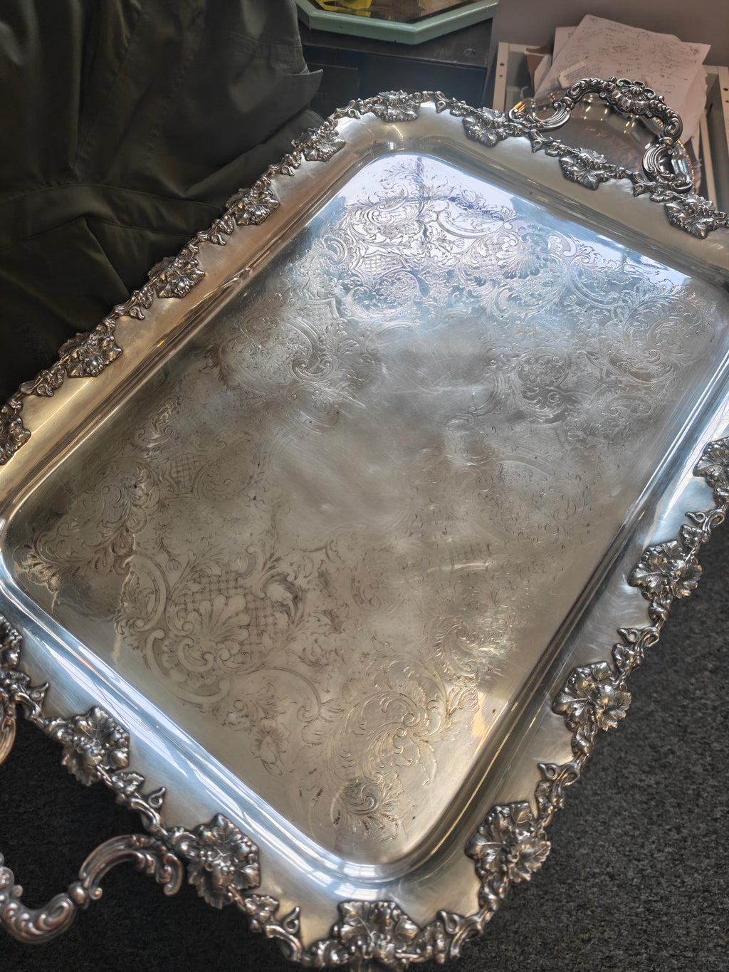 Victorian Rococo Revival style two-handled grand butler's tea tray