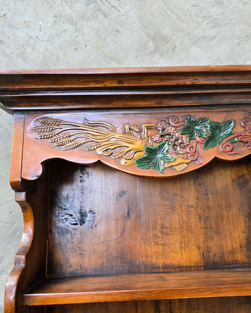 Antique French Wall Rack with Small Drawers