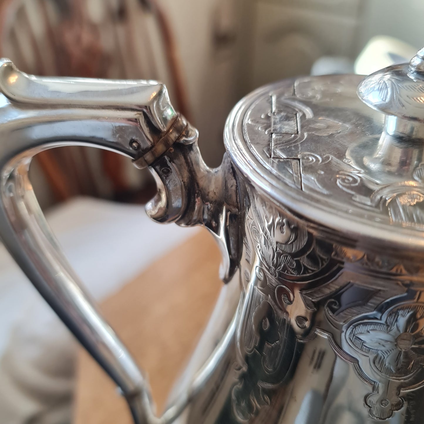 1907 Horace Woodward & Co Sterling Silver tall Coffee pot -855gm