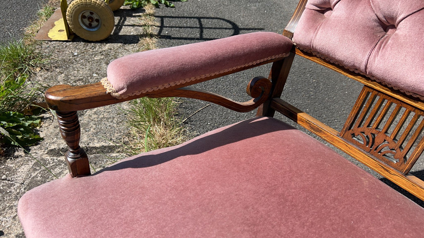 Luxurious Mauve Velvet Tufted Sofa