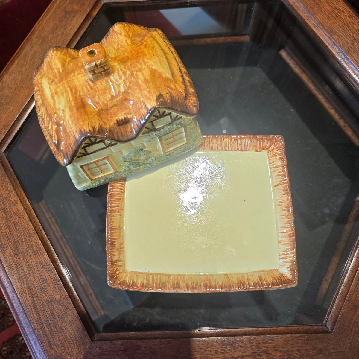 Vintage Keele Street Pottery Cottage-Style Ceramic Covered Butter Dish