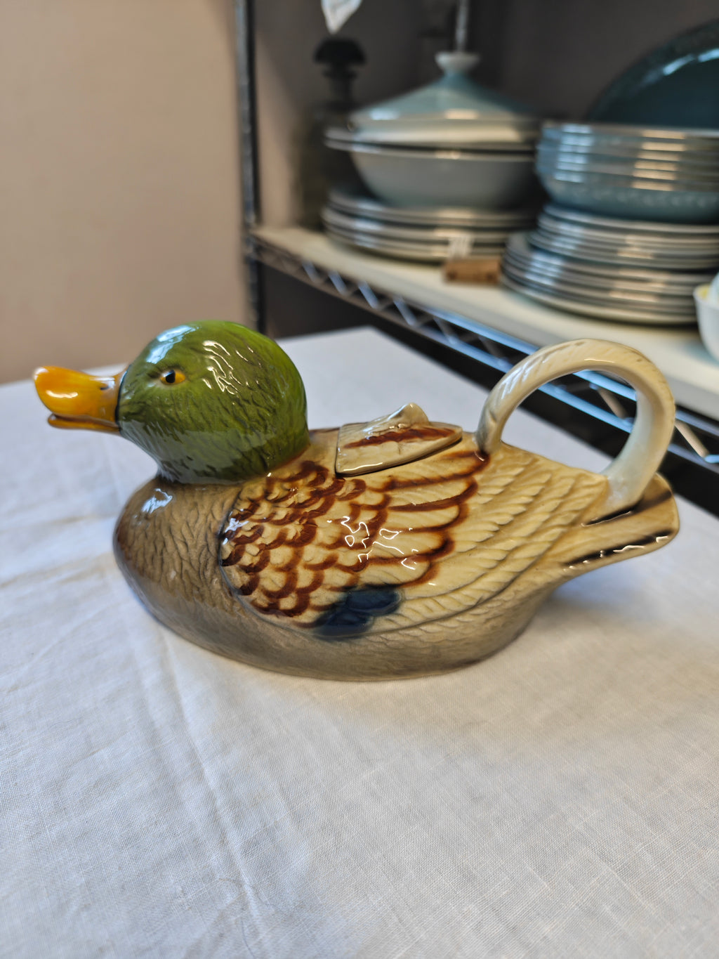 Vintage Tony Wood Staffordshire duck teapot