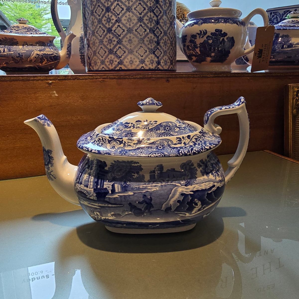 Vintage Spode Blue Italian Teapot, Circa 1950s