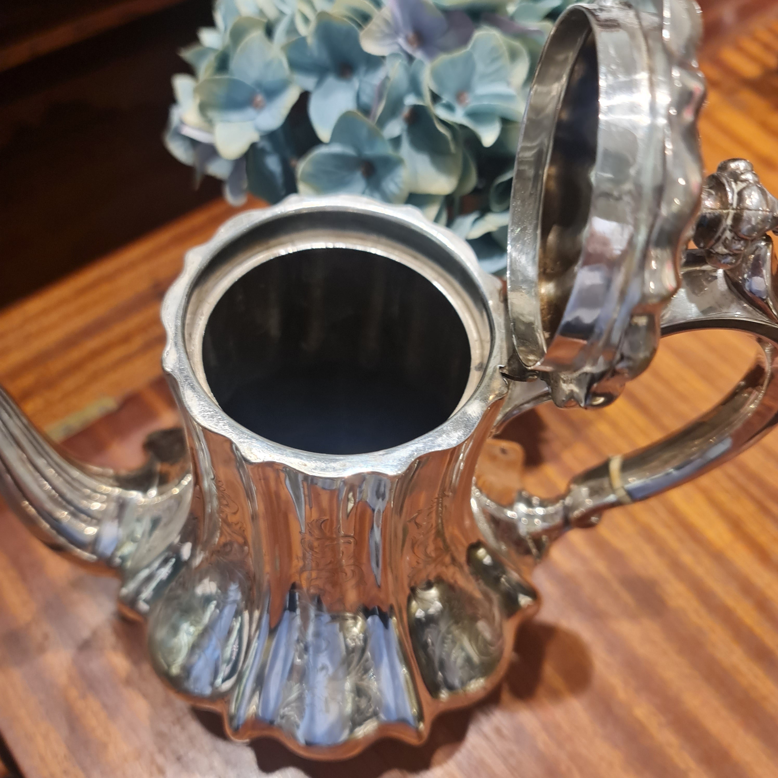 Victorian period hand soldered tall teapot silver plated