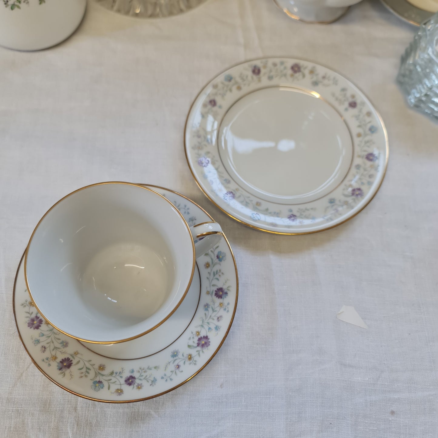 Noritake Tea set Trio fine china - long wood