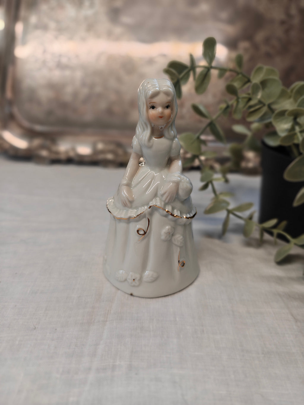 Vintage porcelain handbell - lady
