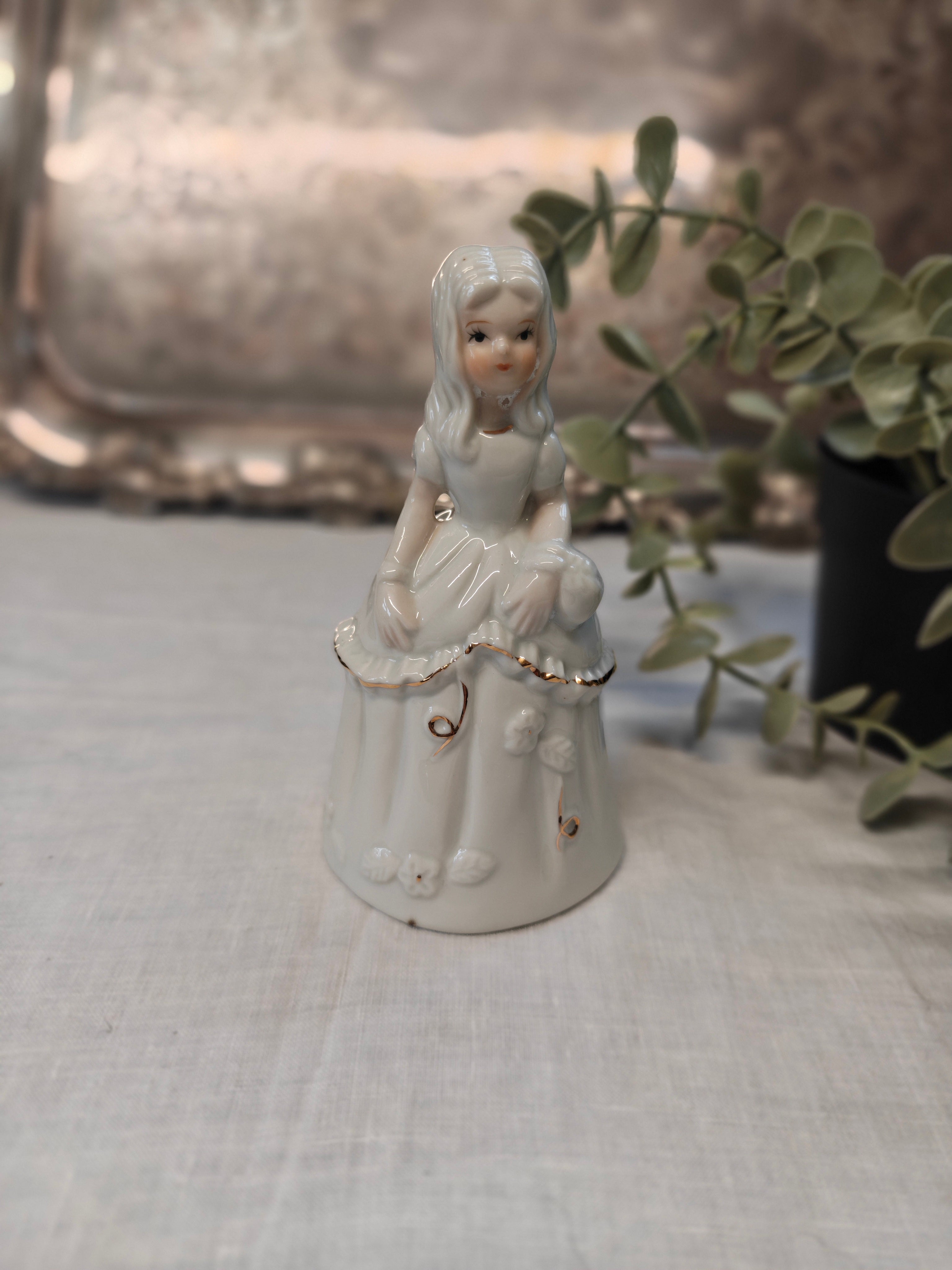 Vintage porcelain handbell - lady
