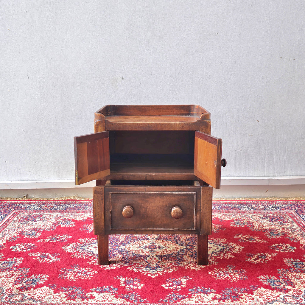 Rare 19th Century mahogany square tray top bedside commode