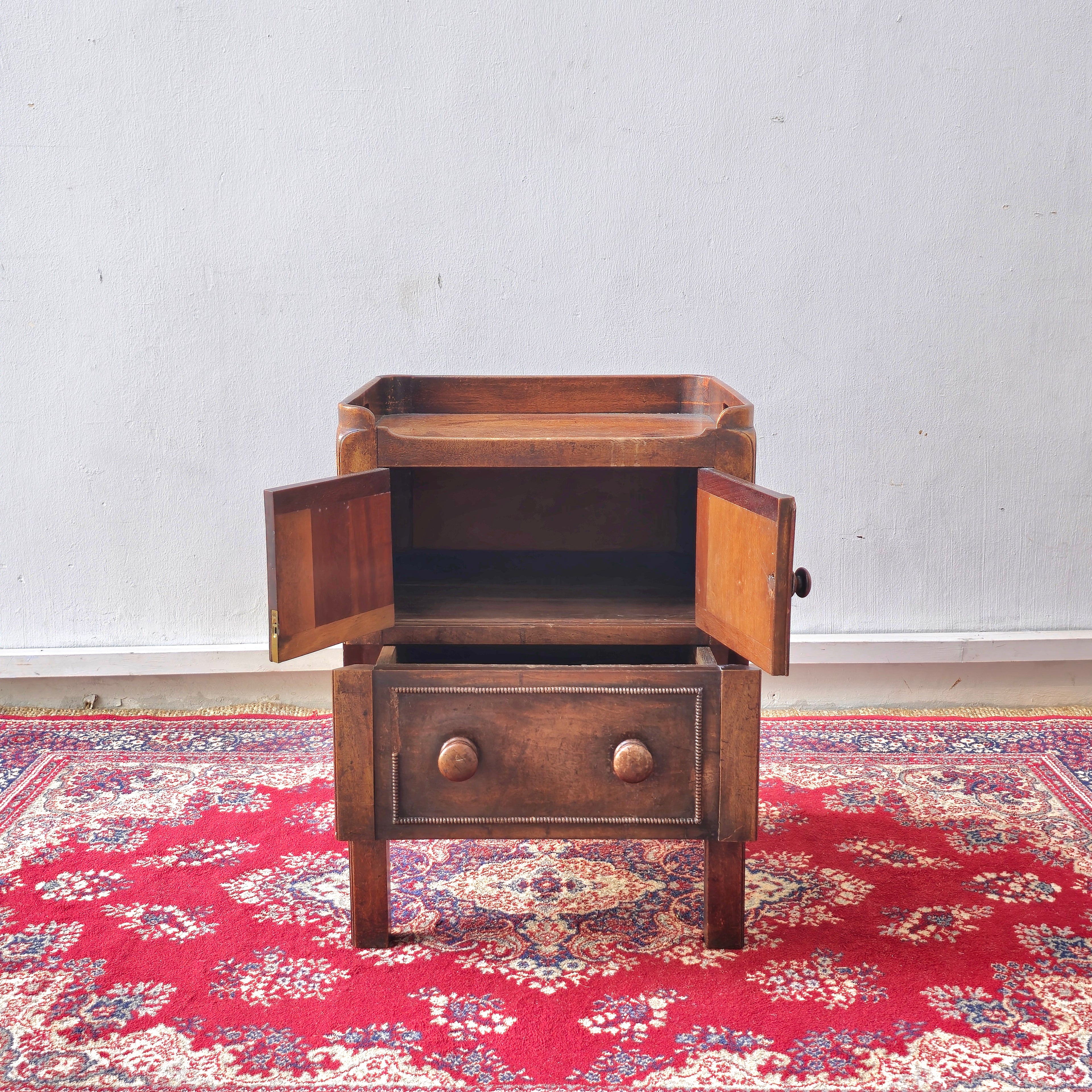 Rare 19th Century mahogany square tray top bedside commode