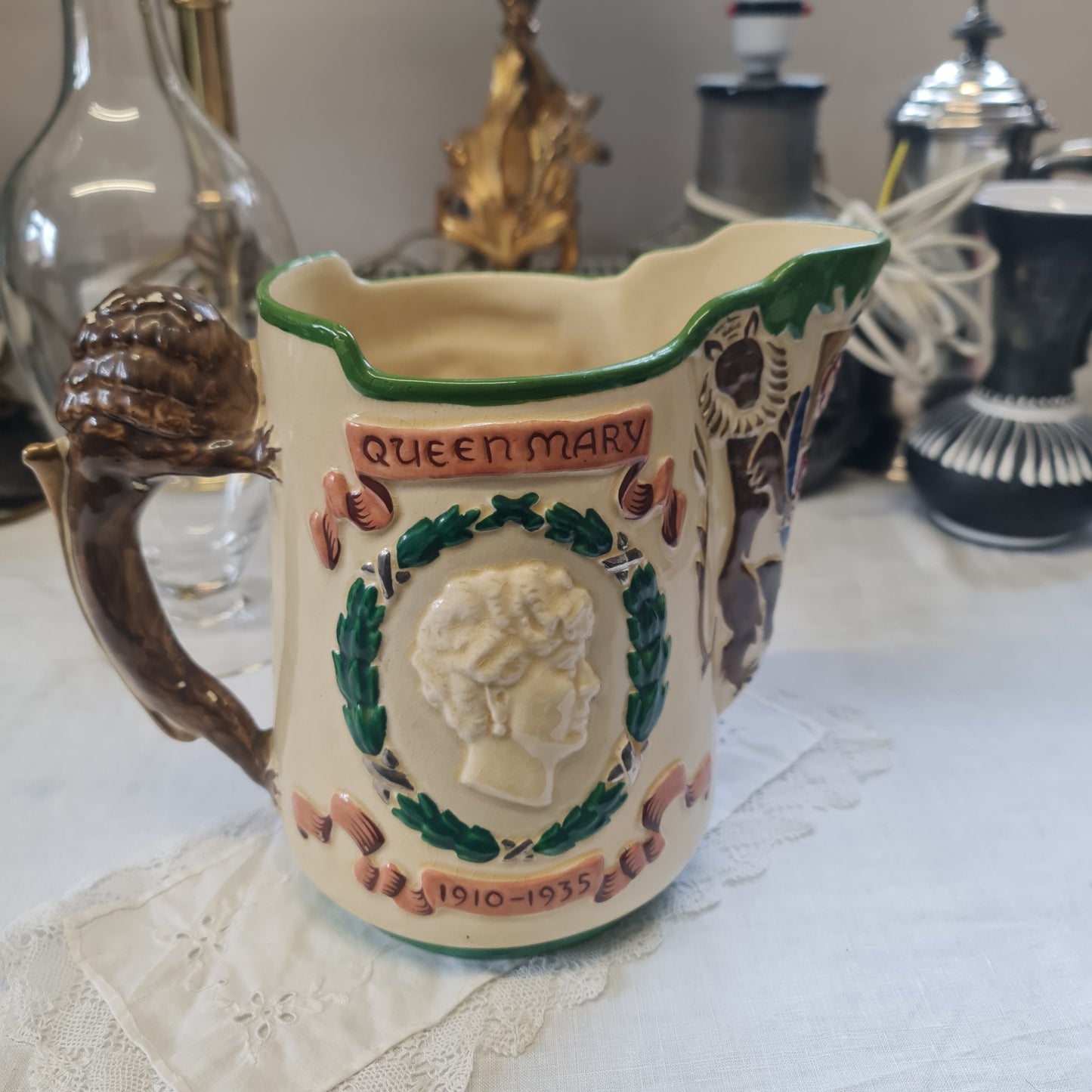 Rare Commemorative jug celebrating the Silver Jubilee of King George V and Queen Mary in 1935
