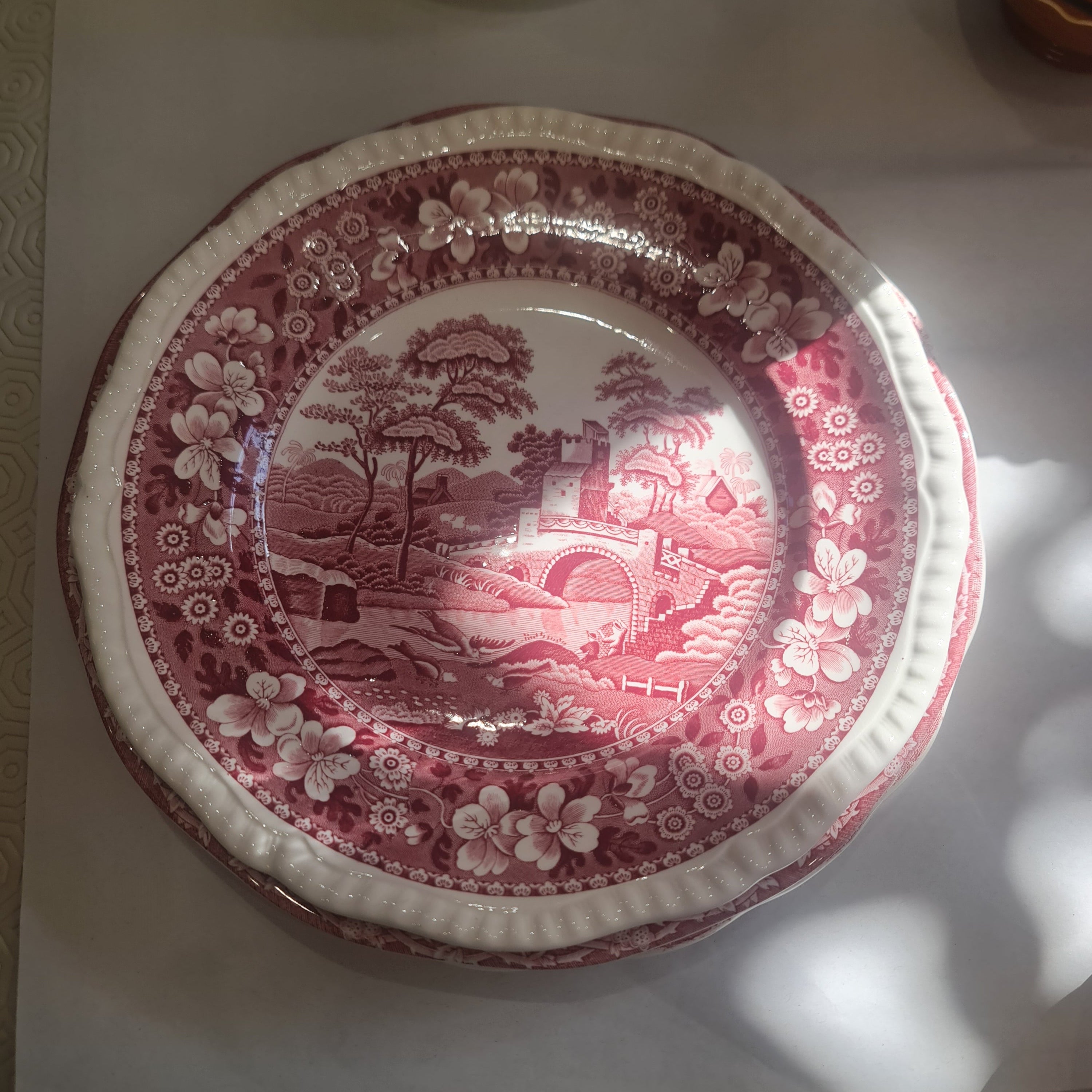 Assorted vintage cranberry dinner plate