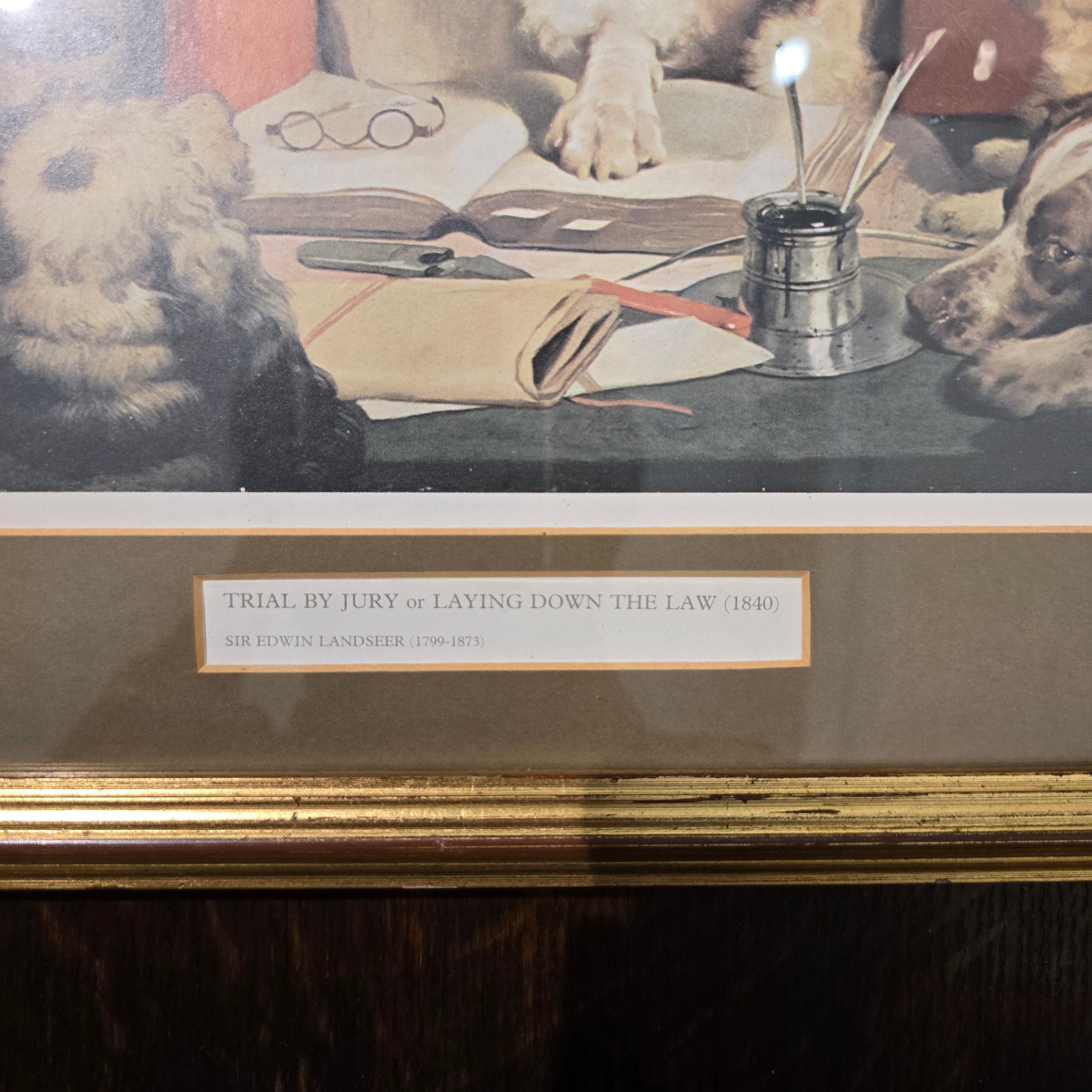 Vintage Print After Sir Edwin Landseer - "Laying Down the Law" (Trial by Jury) - Canine Allegory (c. 1840)