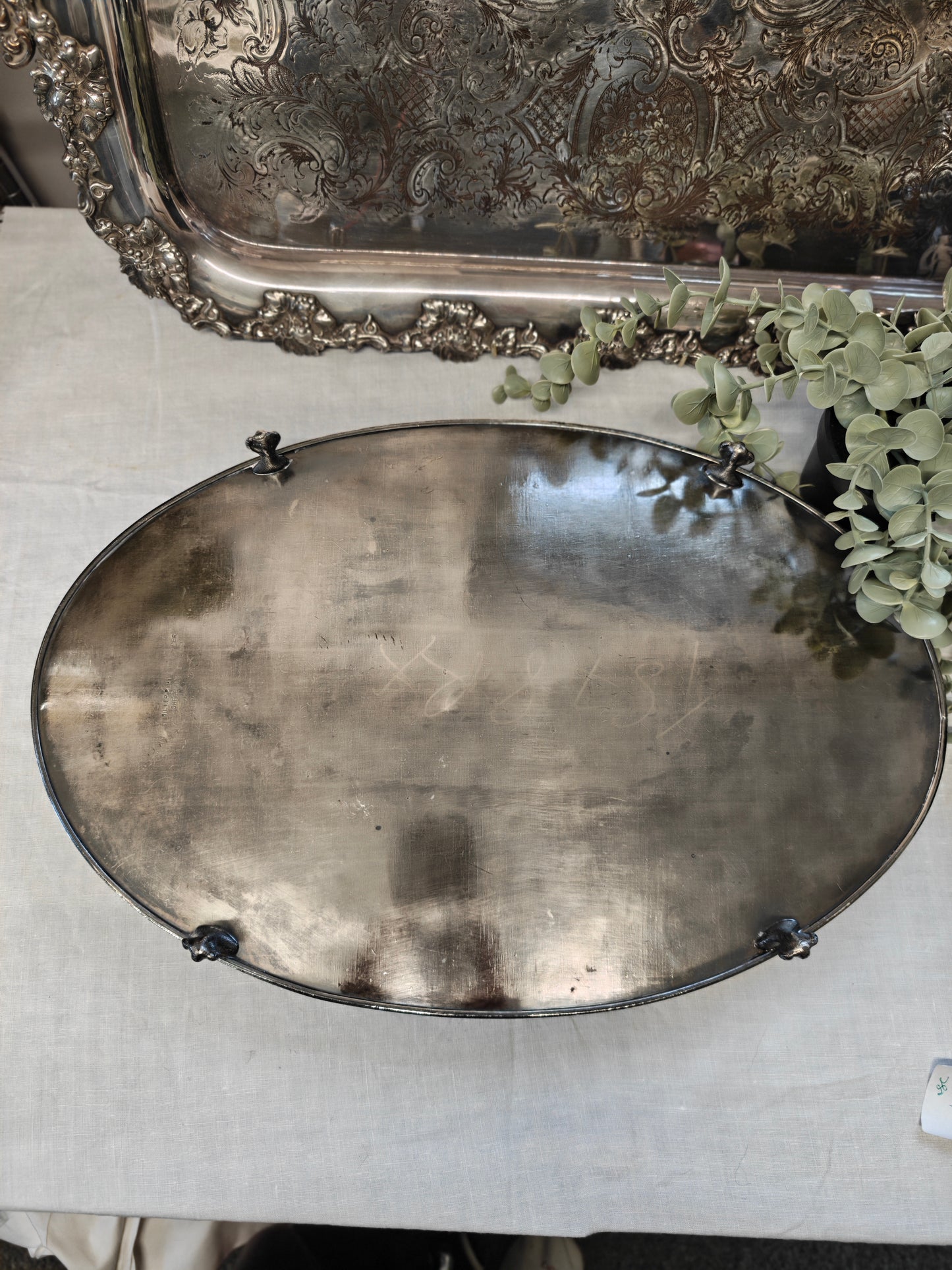 Beautiful Silver Plated on Copper Oval  Serving Tray with beautiful Gallery Sheffield England