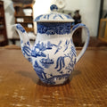 Antique Blue Willow Individual Coffee Pot | Blue & White Chinoiserie Ceramic