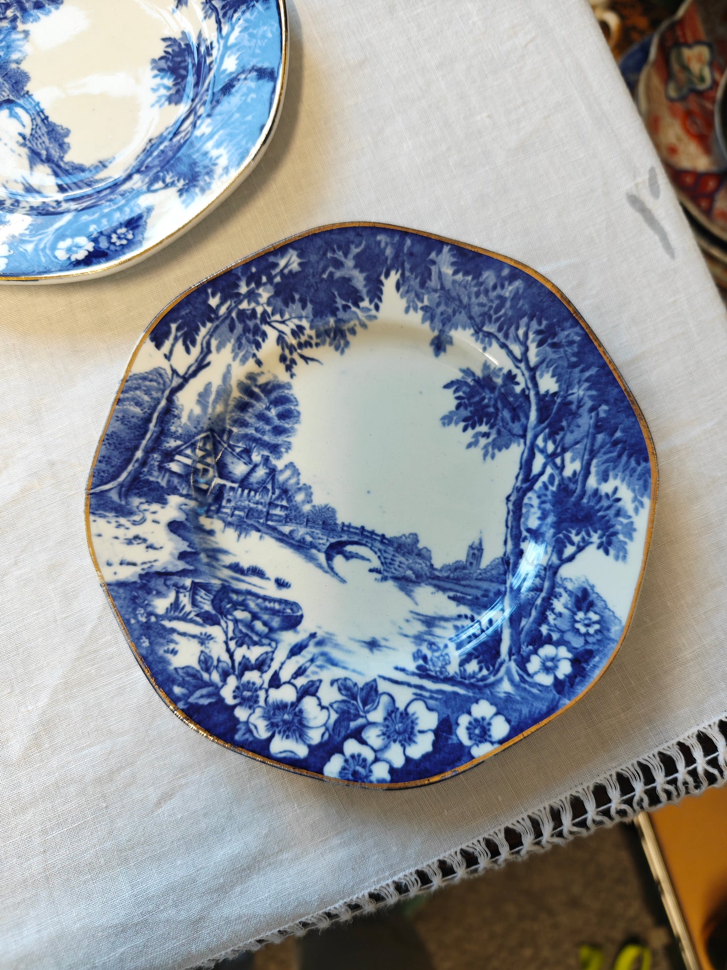 Antique Staffordshire cake plate - set of 3