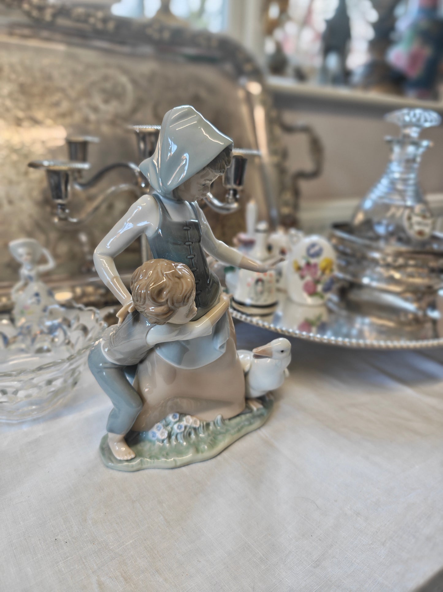 Lladro figures farm girl with goose