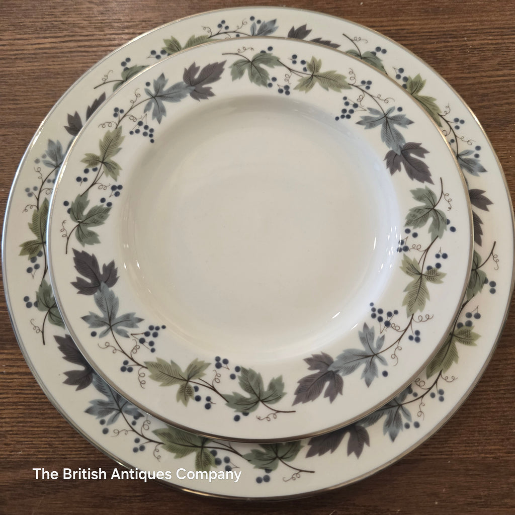 Royal Doulton English Translucent China Burgundy Cake plate and Breakfast Plate
