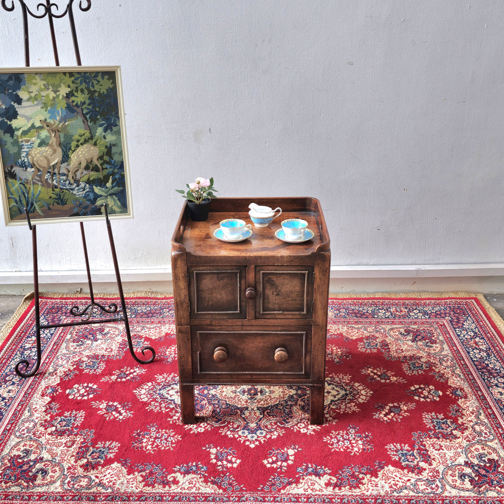 Rare 19th Century mahogany square tray top bedside commode