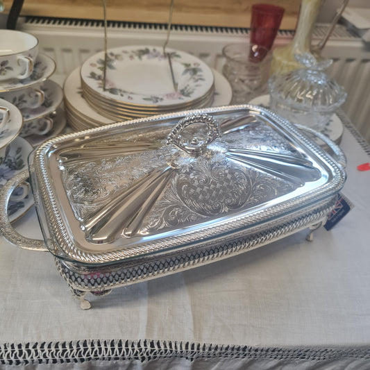 Queen Anne Silver plated Buffet Dish on stand