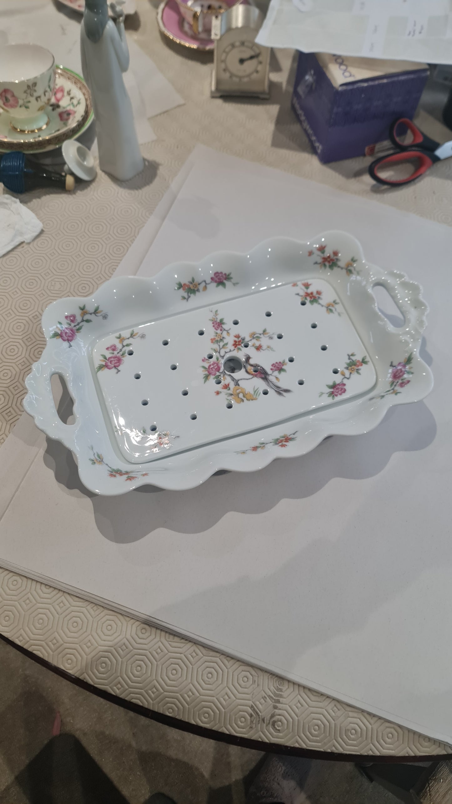 Rare France Limoges serving tray with dripping tray