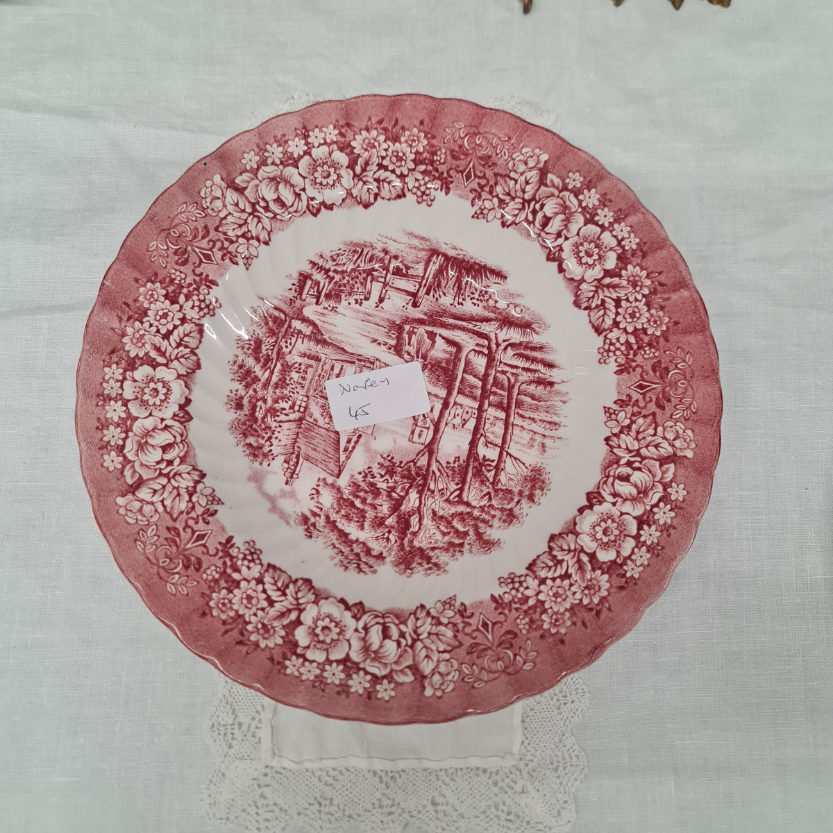 Vintage British Anchor Ironstone cranberry pasta bowl