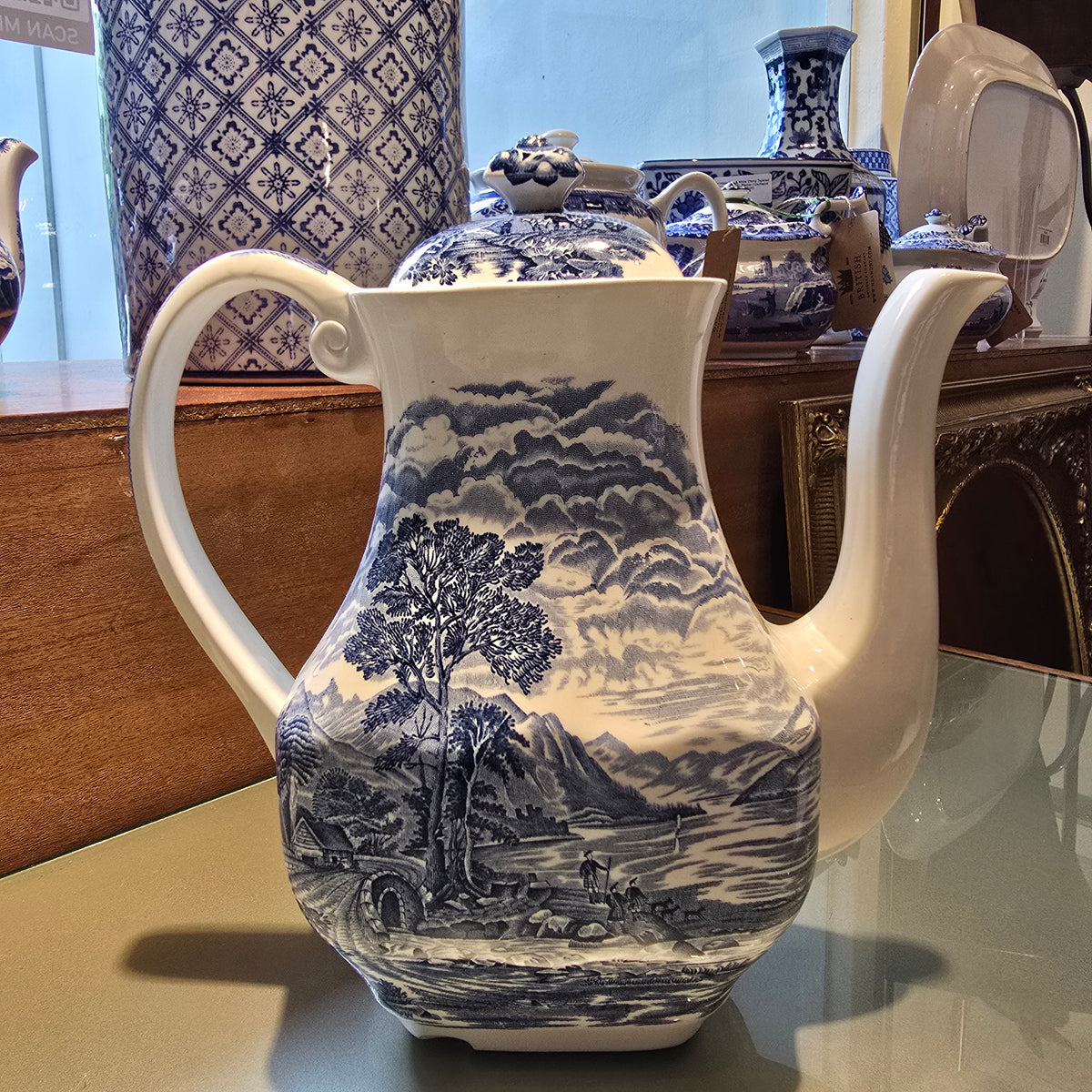 Vintage Royal Warwick Blue and White Coffeepot
