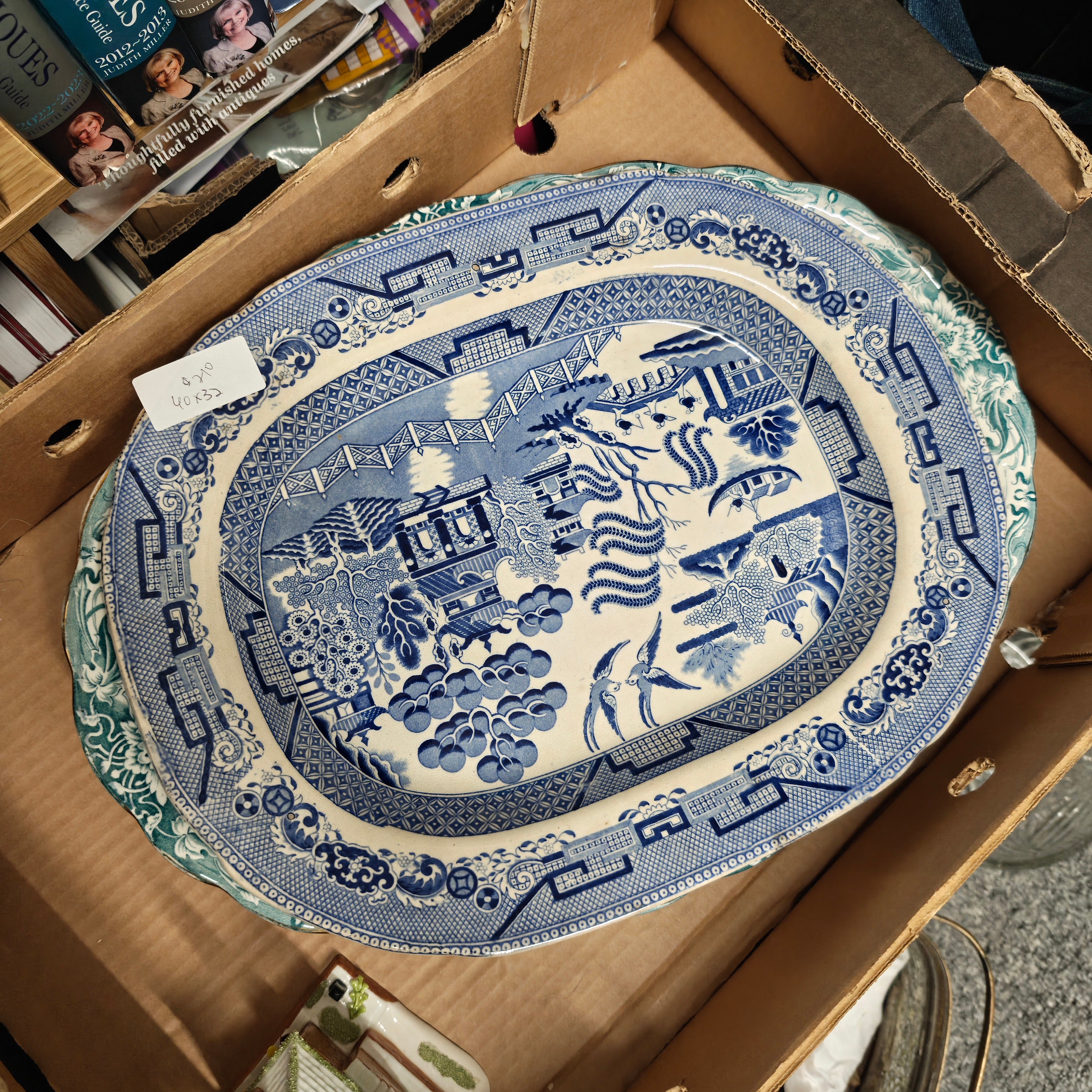 Antique big willow platter