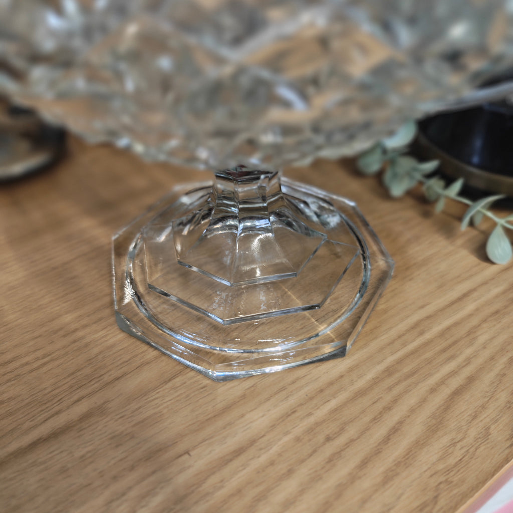 Vintage Pressed Glass Compote or Punch Bowl with a Trophy - 30 x 19 cm