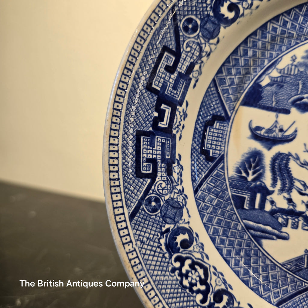 Antique Blue and White "Willow Pattern" Plate by J. Abrahams Ltd., London