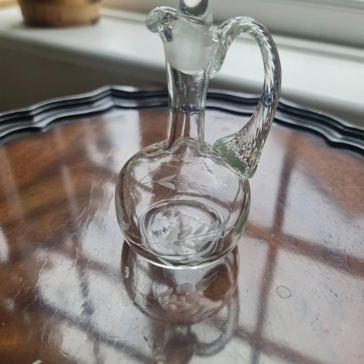 Vintage handmade jug with fern inching