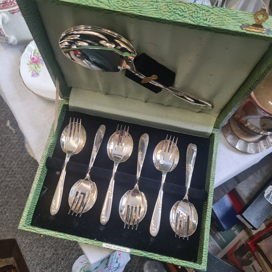 Angora silver plated desert forks and spoon with big serving spoon