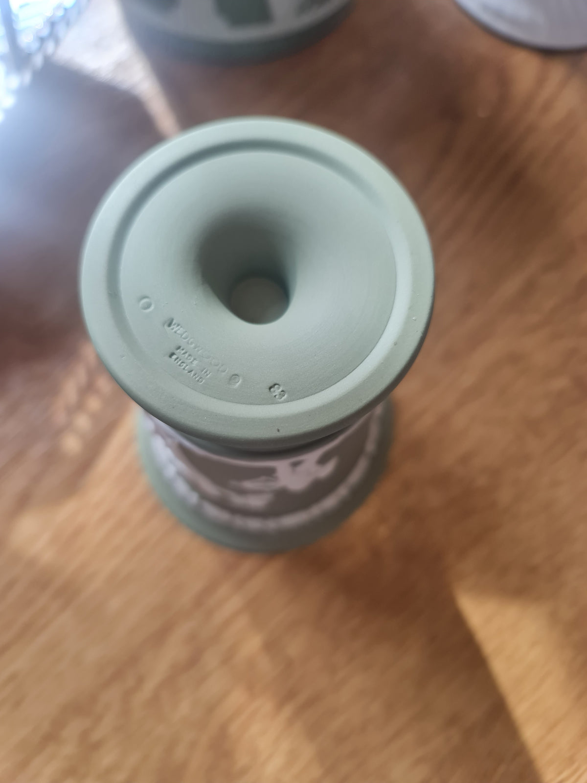 Rare Wedgwood Jasperware sage green vase 001