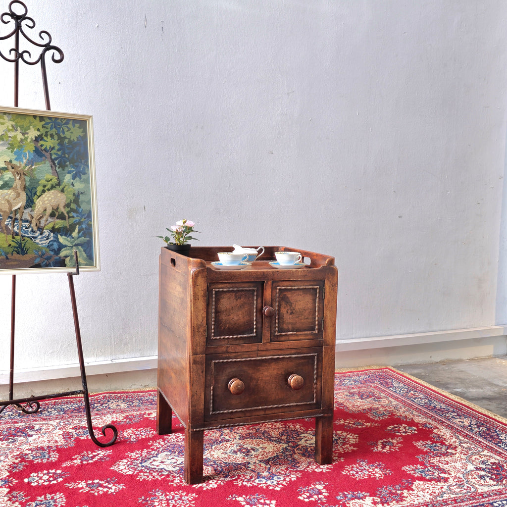 Rare 19th Century mahogany square tray top bedside commode