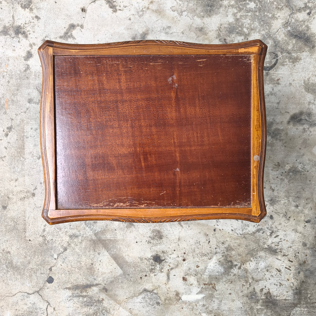 Vintage Queen Anne Revival Hand-Carved Mahogany Nesting Tables