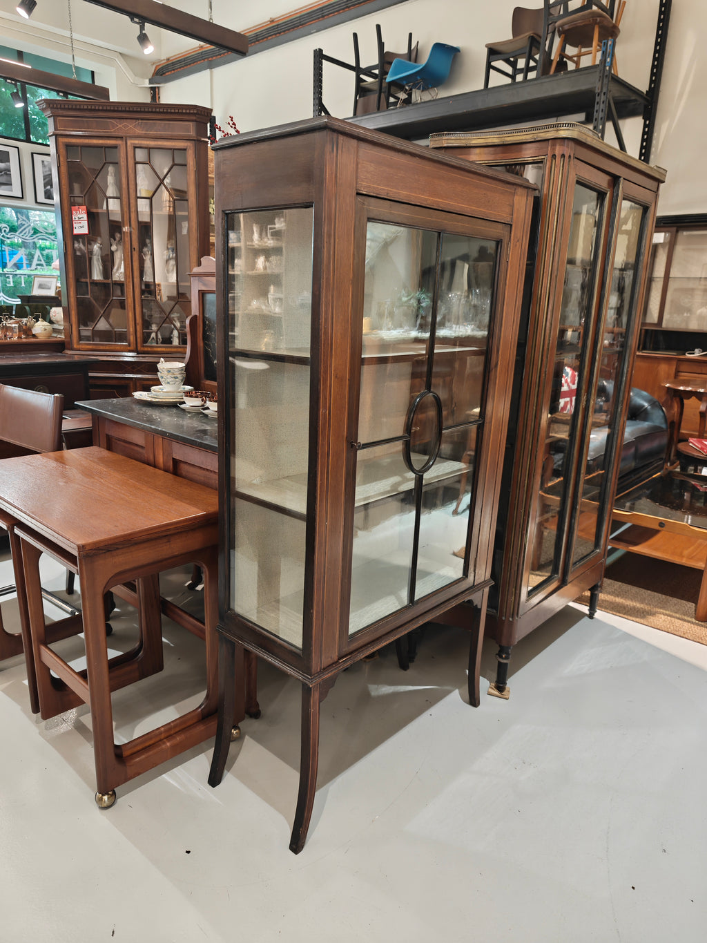 [New Arrival] EDWARDIAN INLAID MAHOGNAY SINGLE DOOR DISPLAY CABINET