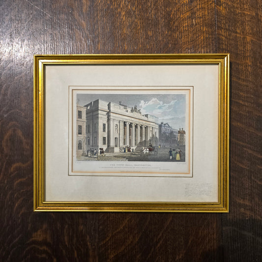 Steel Engraving of the Town Hall, Manchester (1829)