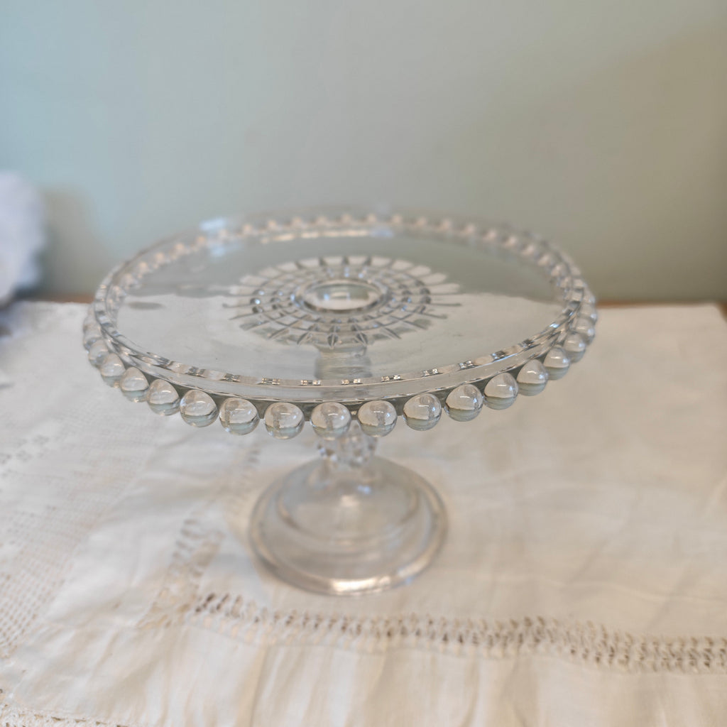 Vintage pressed glass cake stand 001