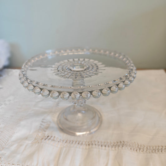 Vintage pressed glass cake stand 001