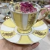 Vintage European Fine BoneTeaset with yellow strips