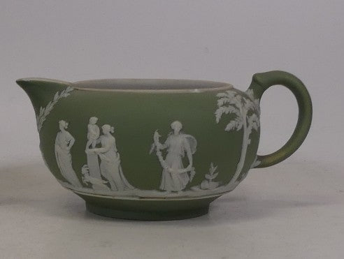 Rare Wedgwood Jasperware sage green cream pot / milk jug 1880