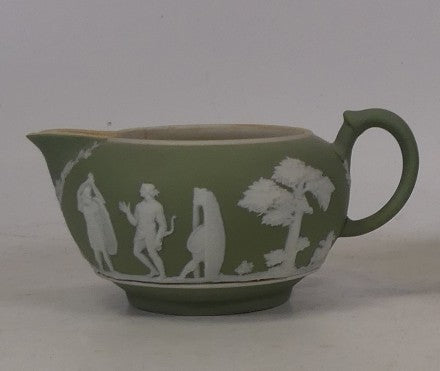 Wedgwood Jasperware sage green cream jug 6m( 1880) - minor nip on rim