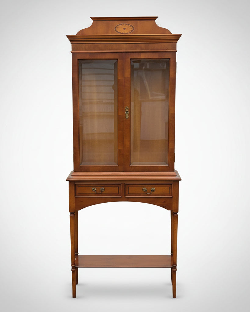 New Arrival-Yew Wood Display Cabinet on Stand by Bradley | Glazed China Cabinet