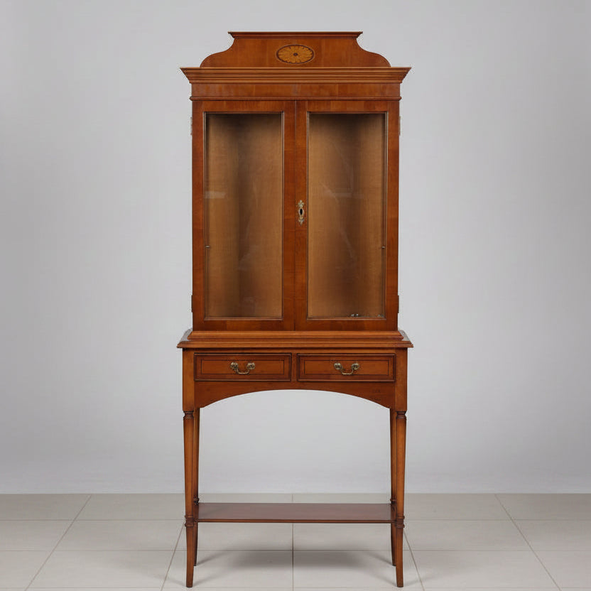 New Arrival-Yew Wood Display Cabinet on Stand by Bradley | Glazed China Cabinet