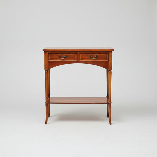 [Pre-Order]Good quality yew wood side table raised on turned legs.