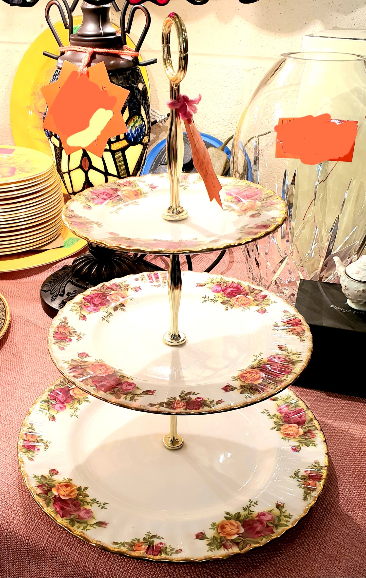 Vintage Royal Albert old country rose 3 Tier Cake stand