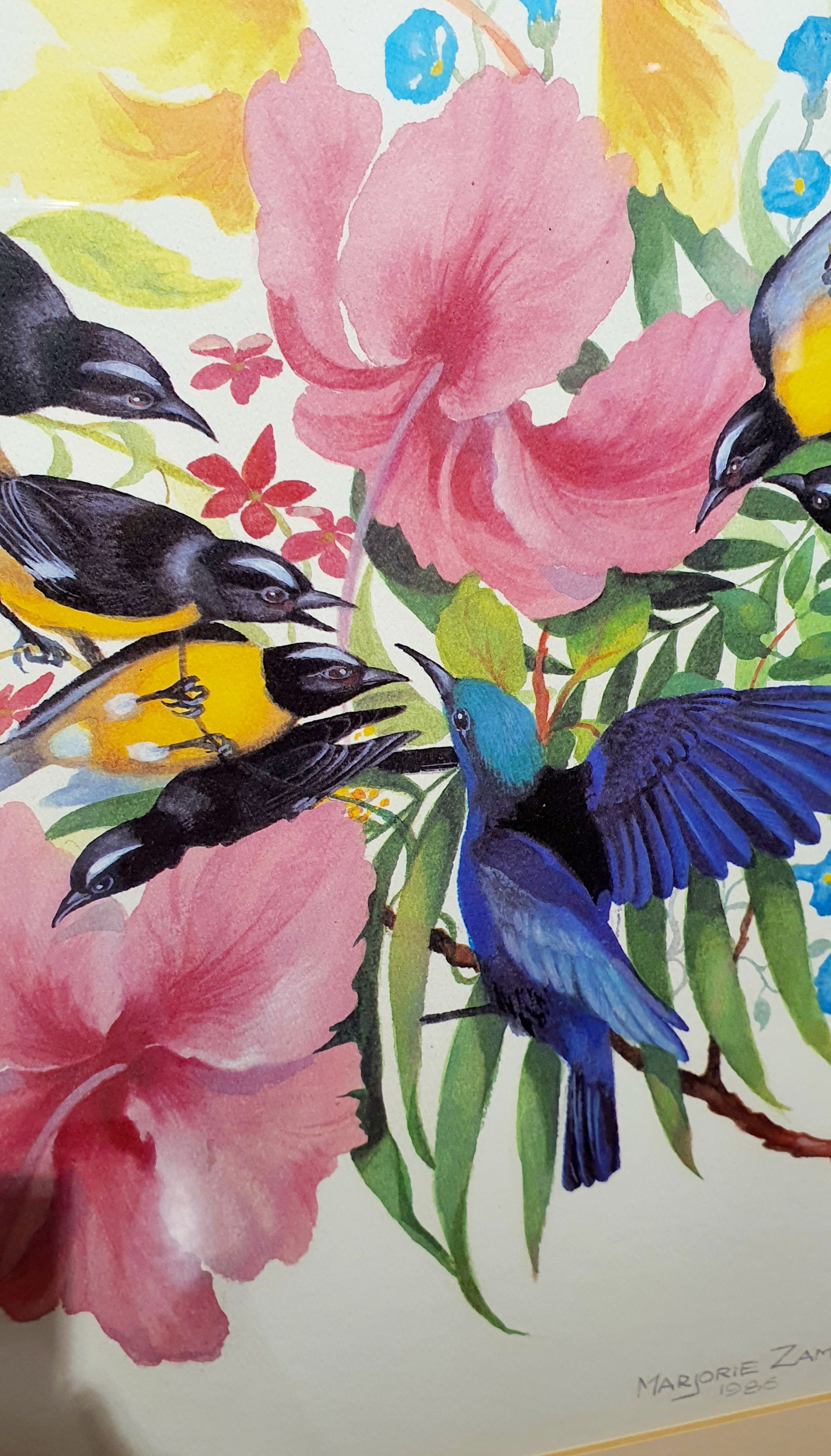Large Vintage watercolour painting by Marjorie Zaman 1986