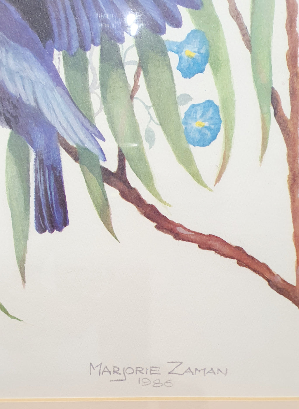 Large Vintage watercolour painting by Marjorie Zaman 1986