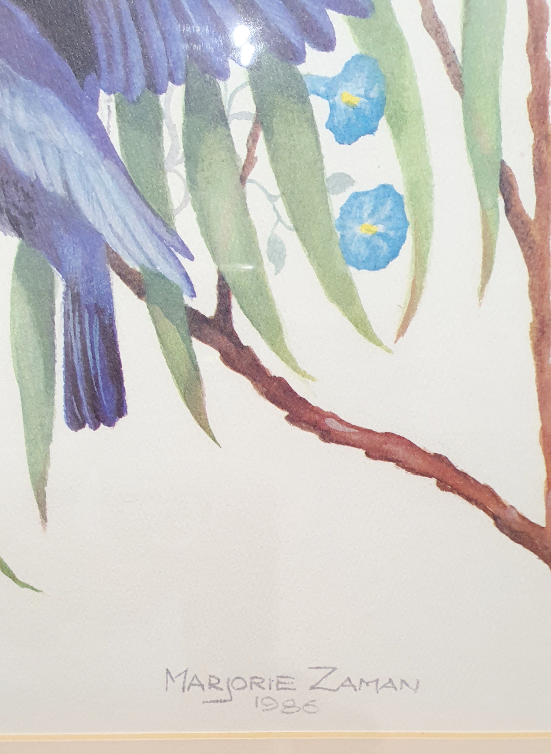 Large Vintage watercolour painting by Marjorie Zaman 1986