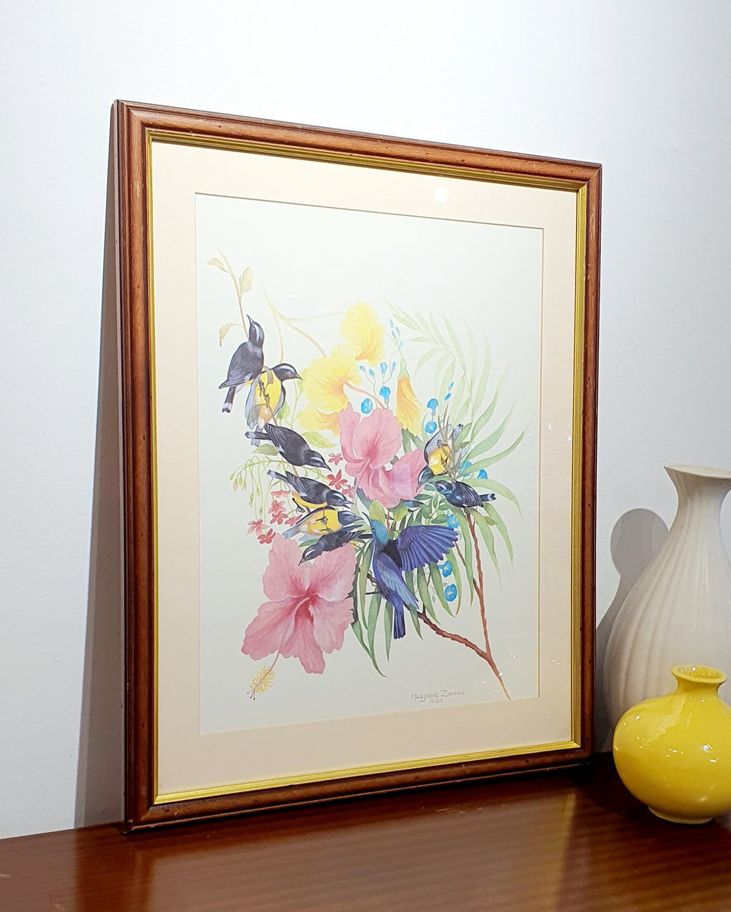 Large Vintage watercolour painting by Marjorie Zaman 1986
